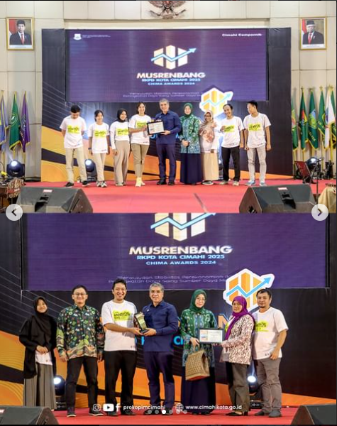 Penyerahan Hadiah dan Piala Oleh Pj. Wali Kota Cimahi Kepada Pemenang Cimahi Innovathon Days 2024